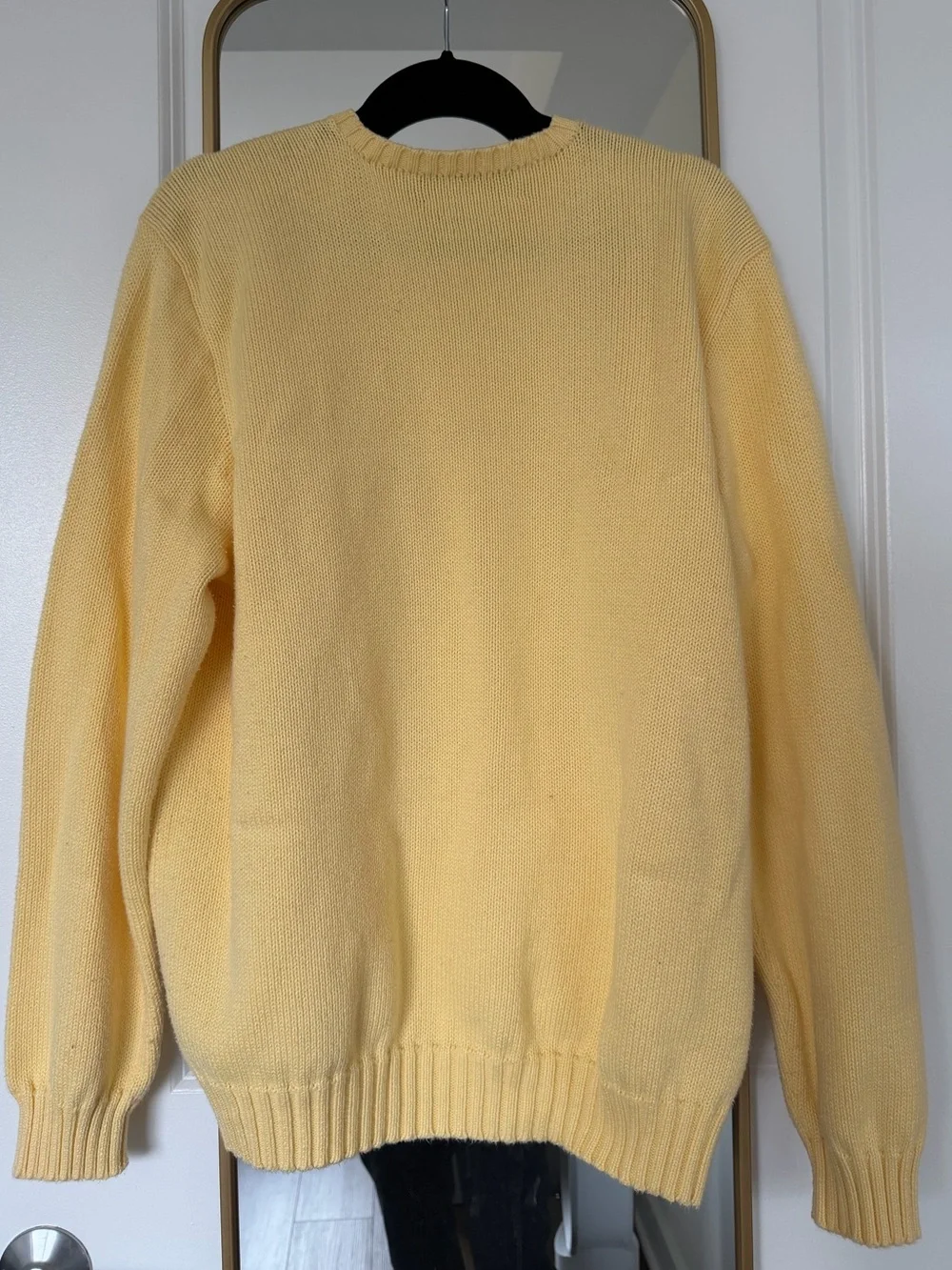 Ralph Lauren Men's Pale Yellow Crewneck Sweater with Polo Pony